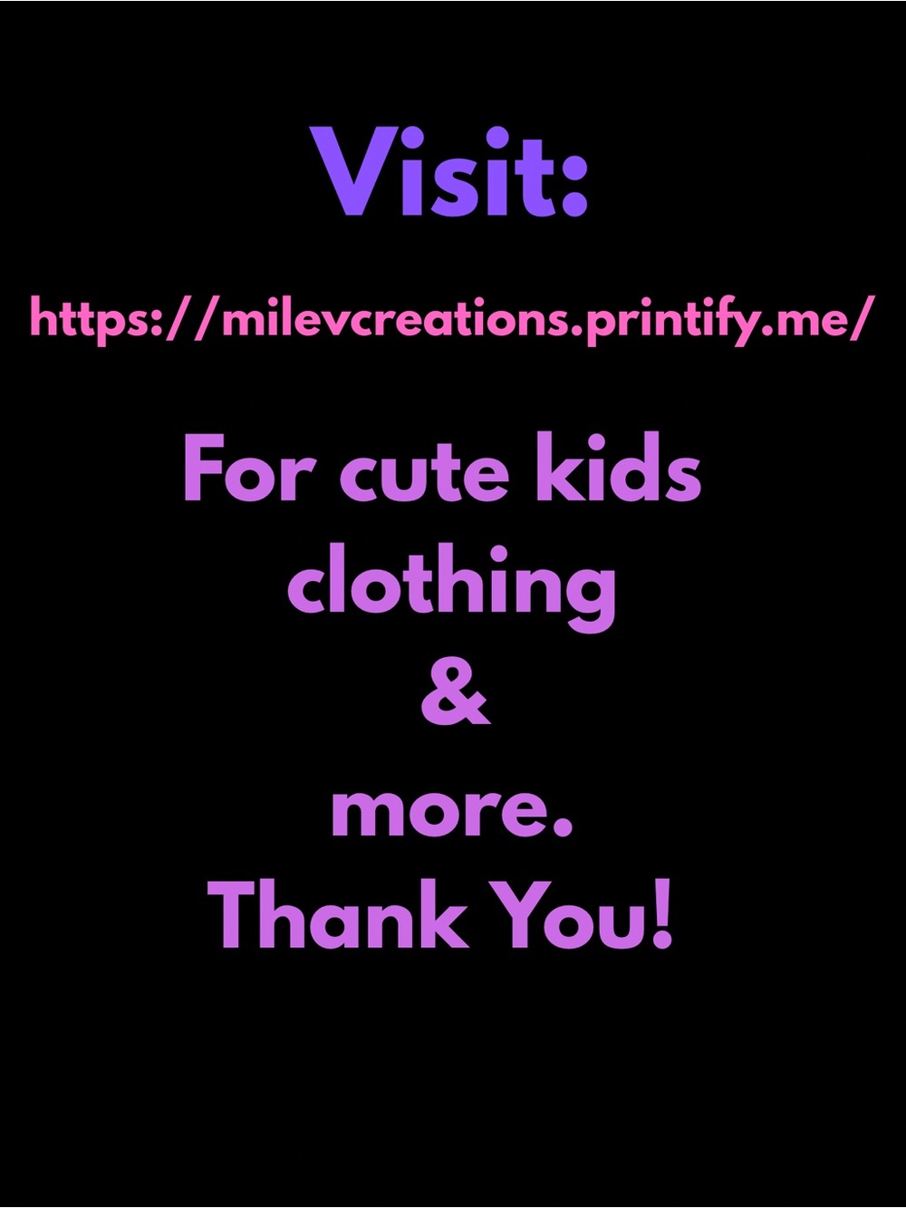 Cute Kids Clothing Promo Graphic - Black & Purple Text